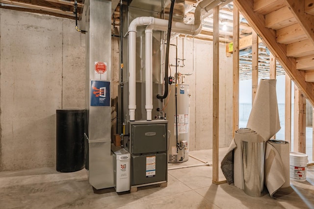 utility room with water heater