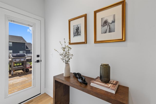 entryway featuring light wood finished floors