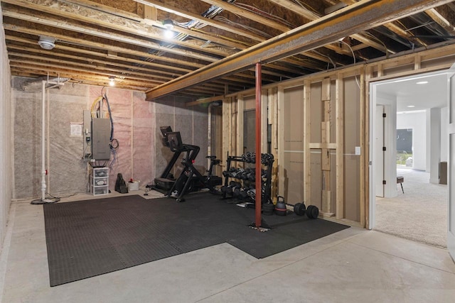 exercise area featuring electric panel