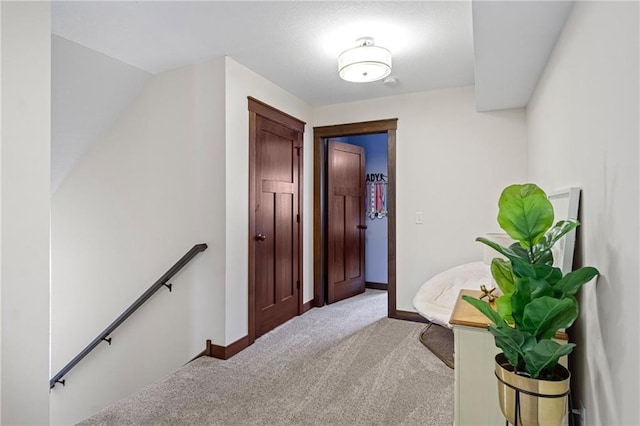 3426 Creek Ridge Dr, Eau Claire, WI 54703 - hall with baseboards, carpet flooring, and an upstairs landing