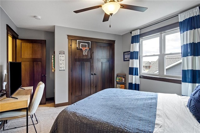 3426 Creek Ridge Dr, Eau Claire, WI 54703 - carpeted bedroom featuring a closet, a ceiling fan, and baseboards