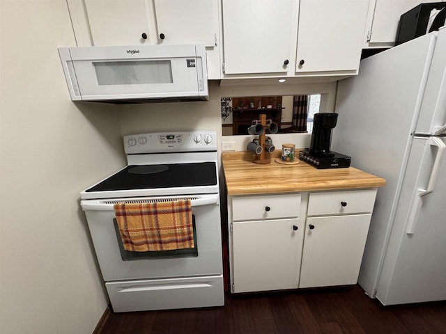 4 Hawthorn Trl, Wisconsin Dells, WI 53965 - kitchen with light countertops, white cabinets, white appliances, and dark wood-style floors