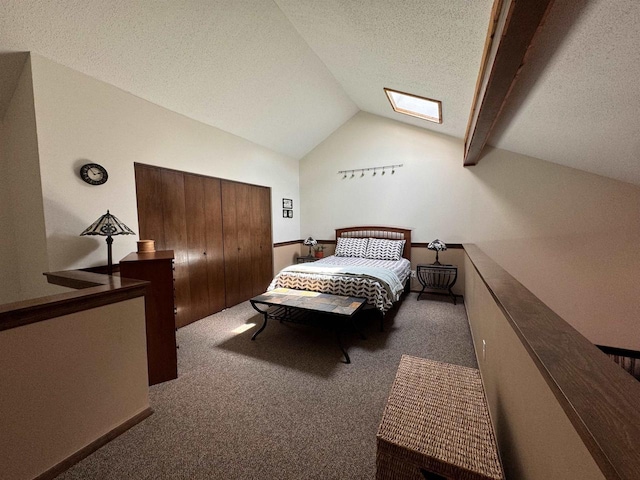 4 Hawthorn Trl, Wisconsin Dells, WI 53965 - carpeted bedroom with a textured ceiling, vaulted ceiling, and a closet