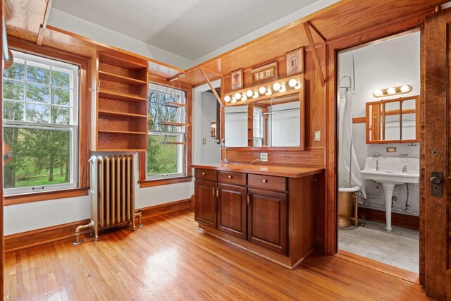 28094 E State Rd, Island Lake, IL 60042 - interior space featuring radiator, baseboards, light wood finished floors, and plenty of natural light