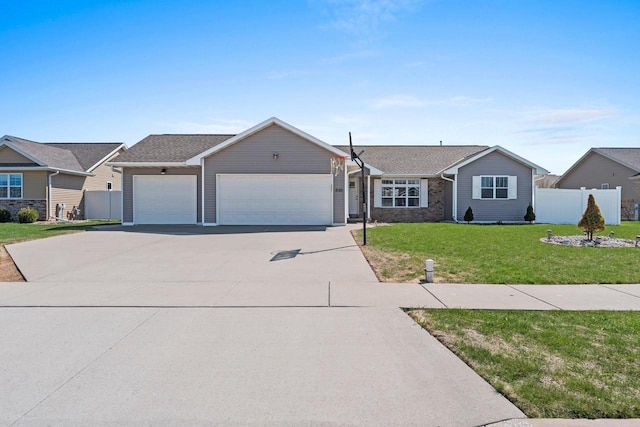 830 Roth Rd, De Pere, WI 54115 - ranch-style home featuring an attached garage, a front lawn, driveway, and fence