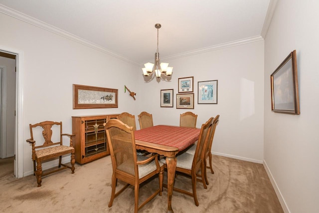 1300 N Prospect Ave Unit 120, Milwaukee, WI 53202 - dining room featuring a chandelier, baseboards, crown molding, and light colored carpet