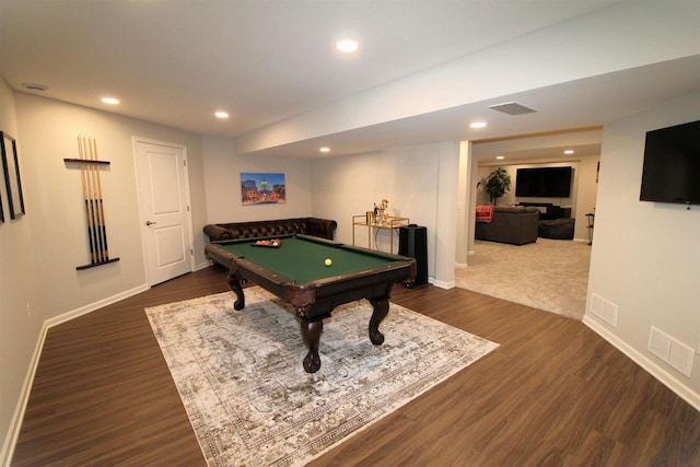 1677 Liatris Dr, Sun Prairie, WI 53590 - game room featuring recessed lighting, baseboards, visible vents, and billiards