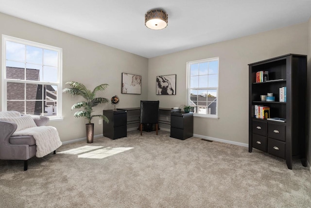 1677 Liatris Dr, Sun Prairie, WI 53590 - carpeted home office with baseboards and visible vents