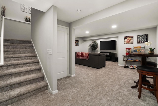 1677 Liatris Dr, Sun Prairie, WI 53590 - stairs with carpet flooring, recessed lighting, and baseboards
