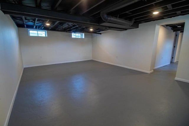 basement with baseboards