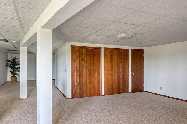 8226 Scott Rd, Cross Plains, WI 53528 - below grade area featuring baseboards, carpet, and a drop ceiling
