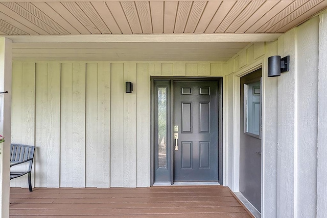 8226 Scott Rd, Cross Plains, WI 53528 - doorway to property featuring board and batten siding
