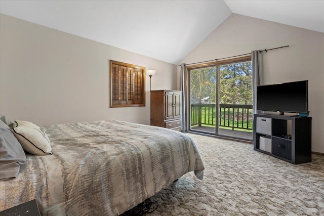 618 W Main St, Waterford, WI 53185 - bedroom with access to outside, carpet floors, and high vaulted ceiling