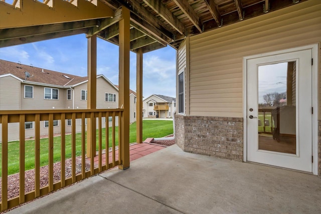 view of patio / terrace featuring a residential view
