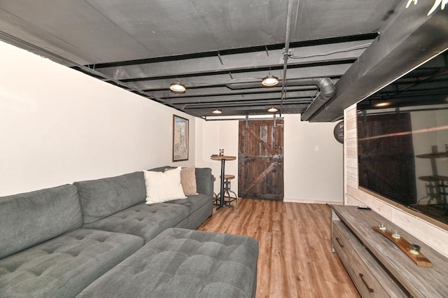 living area featuring wood finished floors