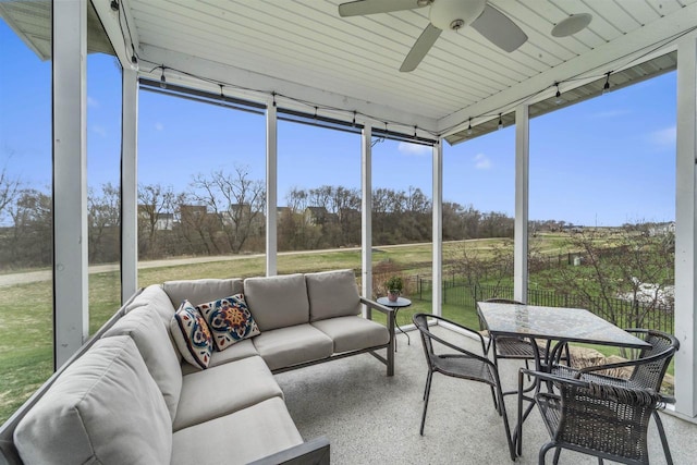 402 Burnt Sienna Dr, Middleton, WI 53562 - sunroom with outdoor lounge area and ceiling fan