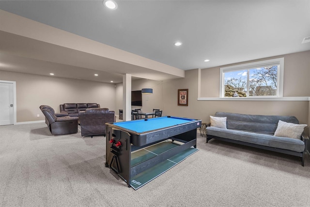 402 Burnt Sienna Dr, Middleton, WI 53562 - rec room featuring recessed lighting, billiards, carpet floors, and baseboards