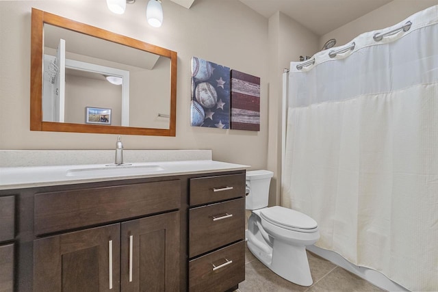 402 Burnt Sienna Dr, Middleton, WI 53562 - full bath with vanity, toilet, a shower with shower curtain, and tile patterned flooring