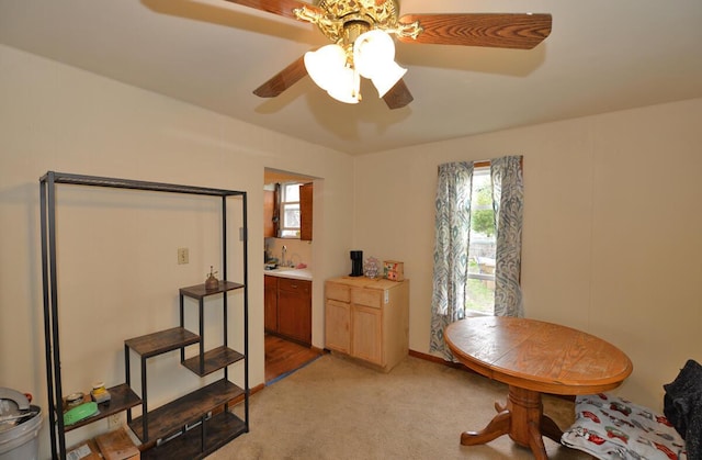 1922 45th St, Kenosha, WI 53140 - interior space with a ceiling fan and light carpet