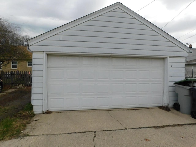 view of detached garage