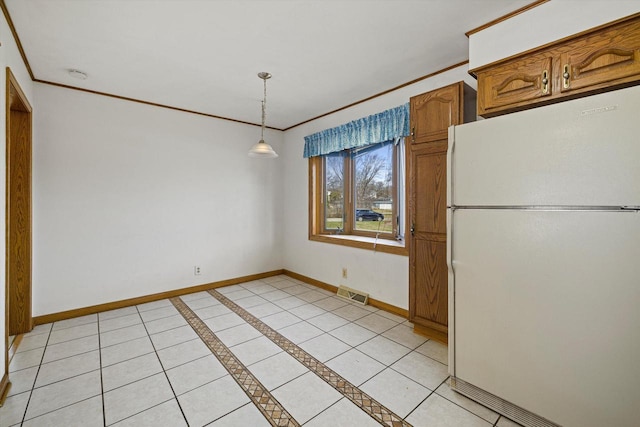 2500 S Brookside Pkwy, New Berlin, WI 53151 - unfurnished dining area with ornamental molding, visible vents, and baseboards