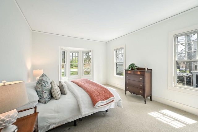 bedroom featuring carpet flooring and multiple windows