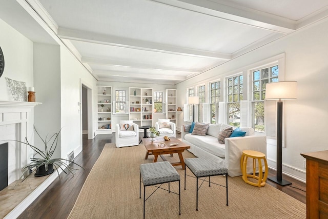 sunroom / solarium with beamed ceiling