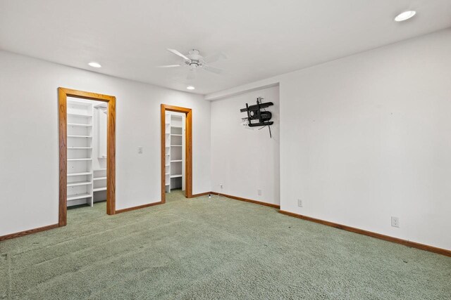 2108 Woodlawn Ln, Appleton, WI 54914 - spare room featuring recessed lighting, ceiling fan, carpet, and baseboards
