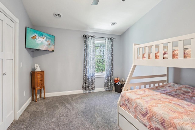 911 Fawn Ct, Wisconsin Dells, WI 53965 - bedroom featuring carpet floors, baseboards, and a ceiling fan