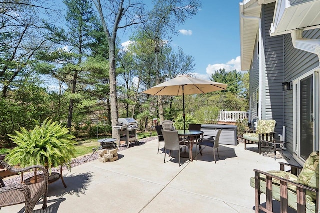 911 Fawn Ct, Wisconsin Dells, WI 53965 - view of patio featuring outdoor dining space, grilling area, and view of scattered trees