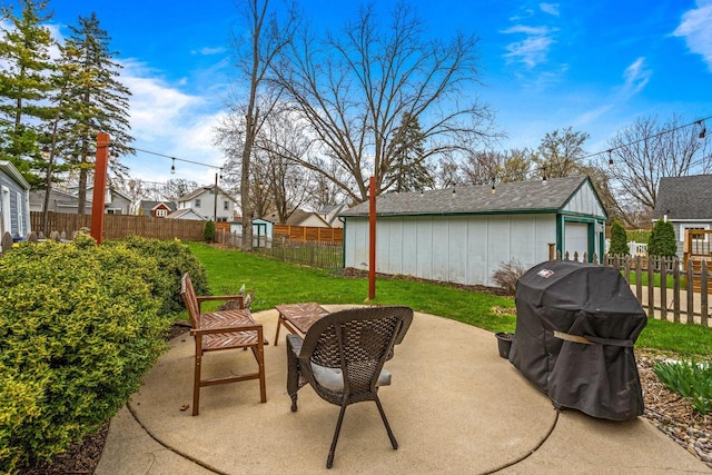 view of patio featuring grilling area and a fenced backyard