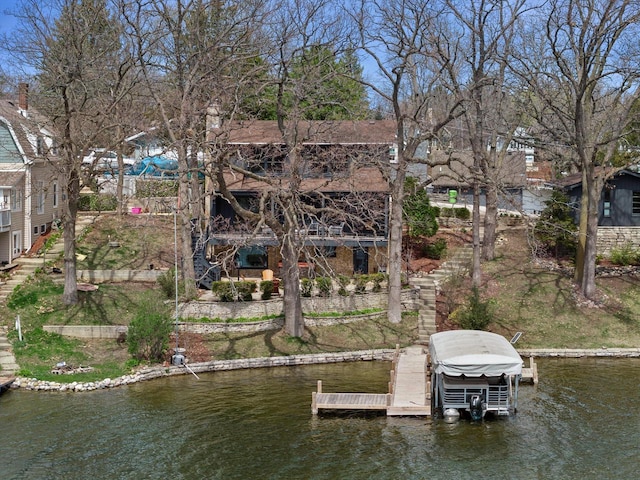 view of dock featuring a water view