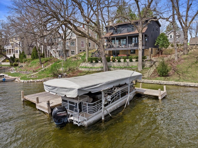 view of dock featuring a water view