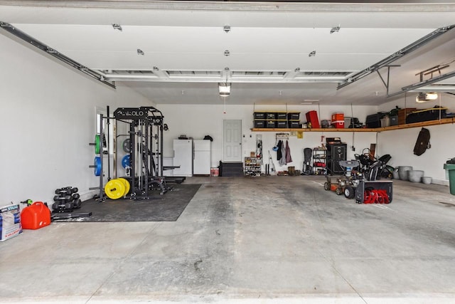 garage with a garage door opener
