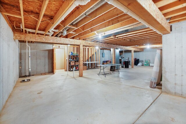 view of unfinished basement