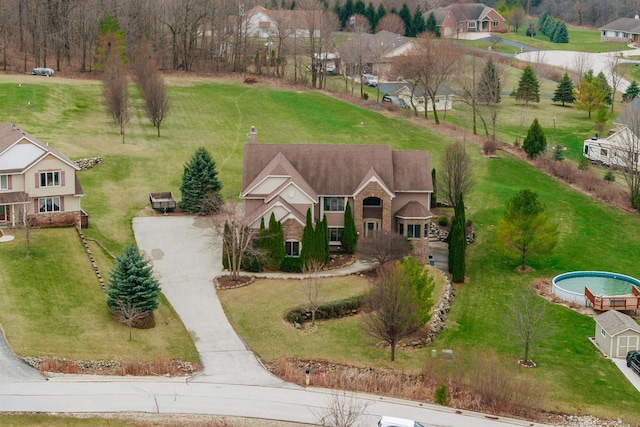 aerial view with a residential view