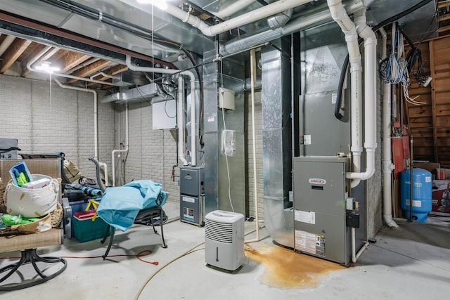unfinished basement with heating unit