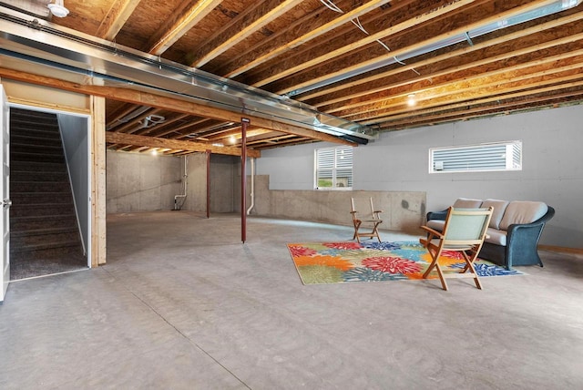 basement featuring stairway