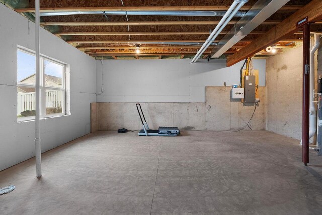 basement featuring electric panel
