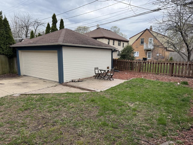 detached garage with fence