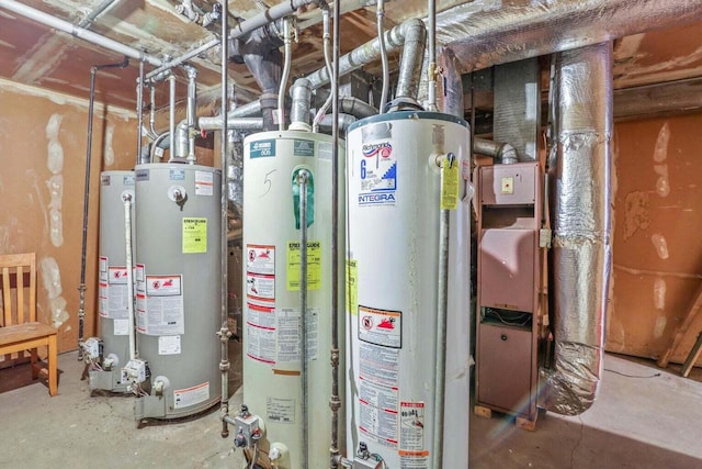 utility room featuring gas water heater