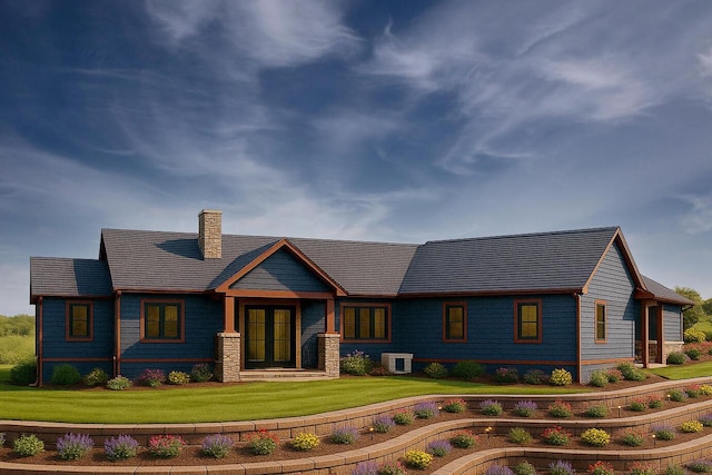 LT17 Bridlewood Ct, Lake Geneva, WI 53147 - view of front facade with a chimney and a front yard