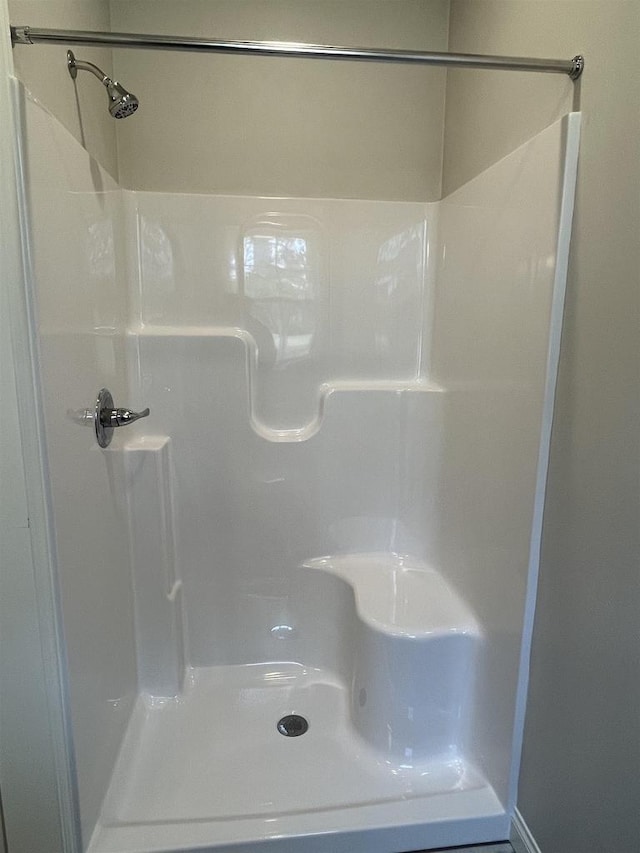 bathroom with a shower stall