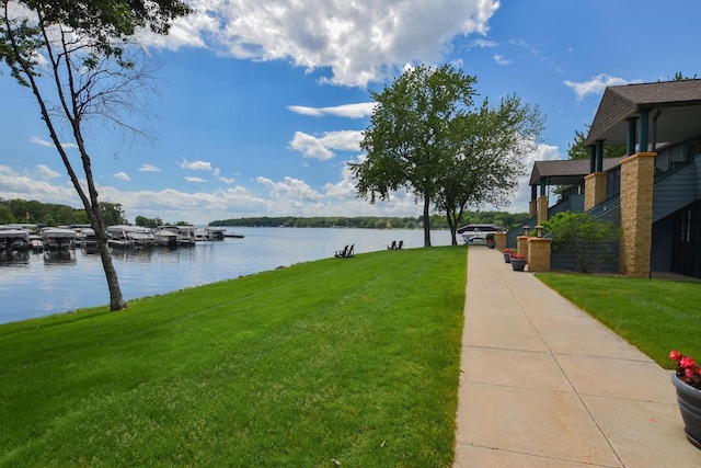 exterior space featuring a water view