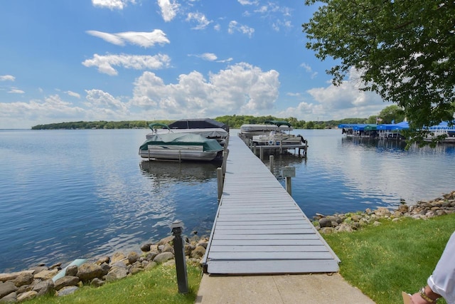 dock area featuring a water view
