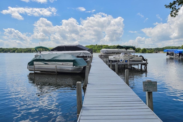 view of dock featuring a water view