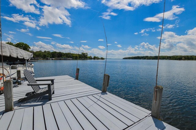 view of dock featuring a water view