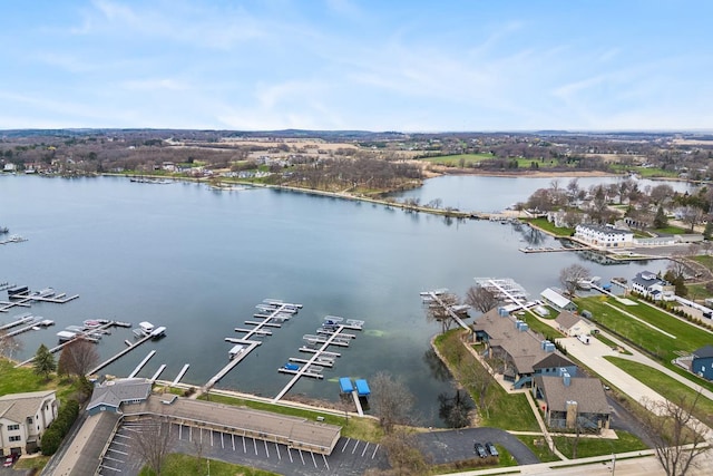 bird's eye view featuring a water view