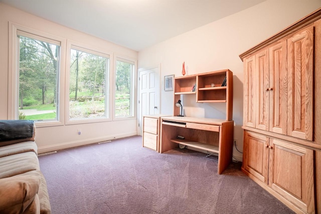 office area with carpet flooring and baseboards