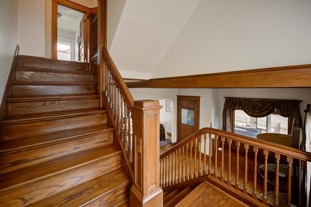 1324 Washington Ave, Oshkosh, WI 54901 - stairs featuring a high ceiling and a wealth of natural light